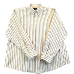 Dockers Long Sleeve Shirt Stripe Grey Tan Non-Wrinkle/Stain XXL